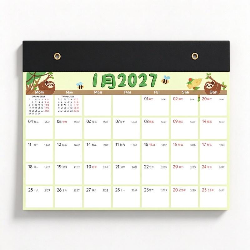 1 Set dickes Papier mit großem Schreibplatz 2027 Wandkalender mit festlichen Kunstseiten Jan.–Dez.. Für die tägliche Haushaltsplanung