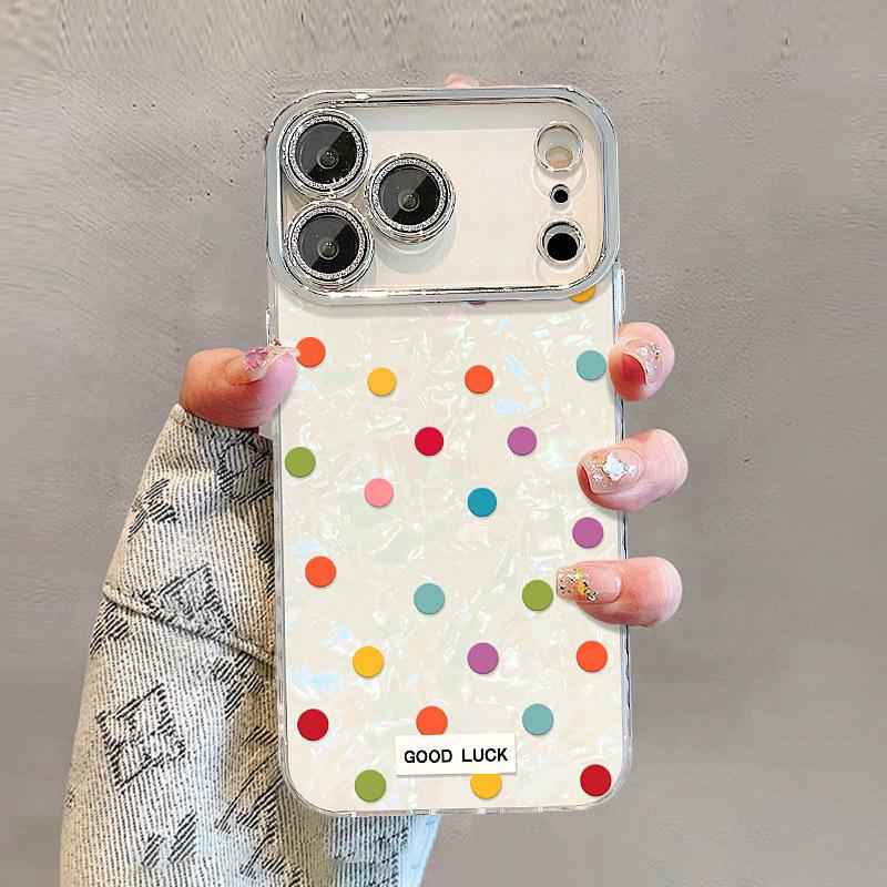 Colorful Polka Dot Phone Case for Apple 17 Pro Max, 16 Pro, 15 Pro, 14 with Lens Film