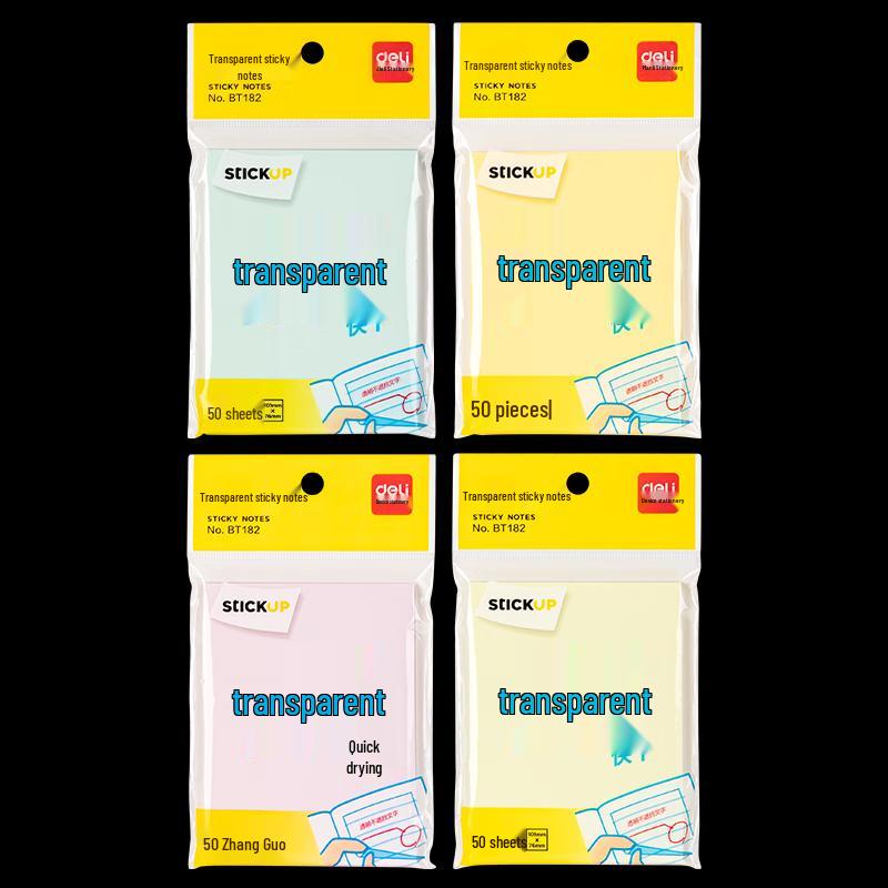 Deli Waterproof Transparent Sticky Notes