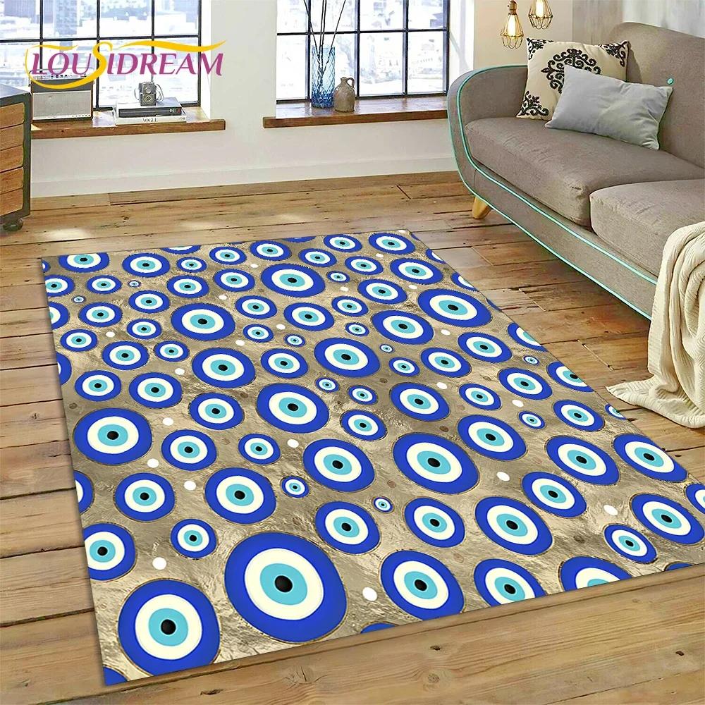 Evil Eye Turkey Blue Nazar Eye of Horus Carpet Rug for Bedroom Living Room Home Sofa Decoration,Child Game Large Decor Floor Mat