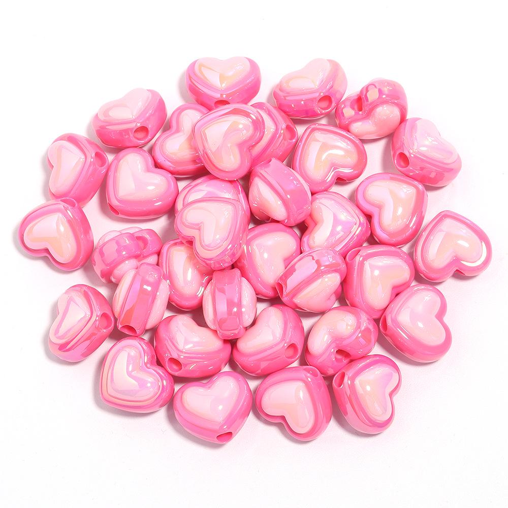 10-Pack Acrylic UV-Plated Two-Color Peach Heart Bead Phone Chain Pendant