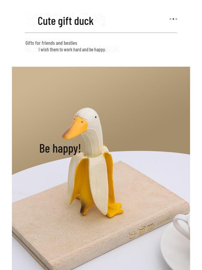 Funny Cute Cartoon Duck Banana Resin Decoration - Creative Home or Birthday Gift