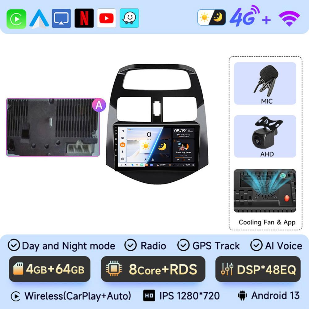 JIUYIN Android 13 Car Radio Multimedia Video Player For Chevrolet Spark Beat Matiz Creative 2010-2014 2Din 4G Navigation Carplay