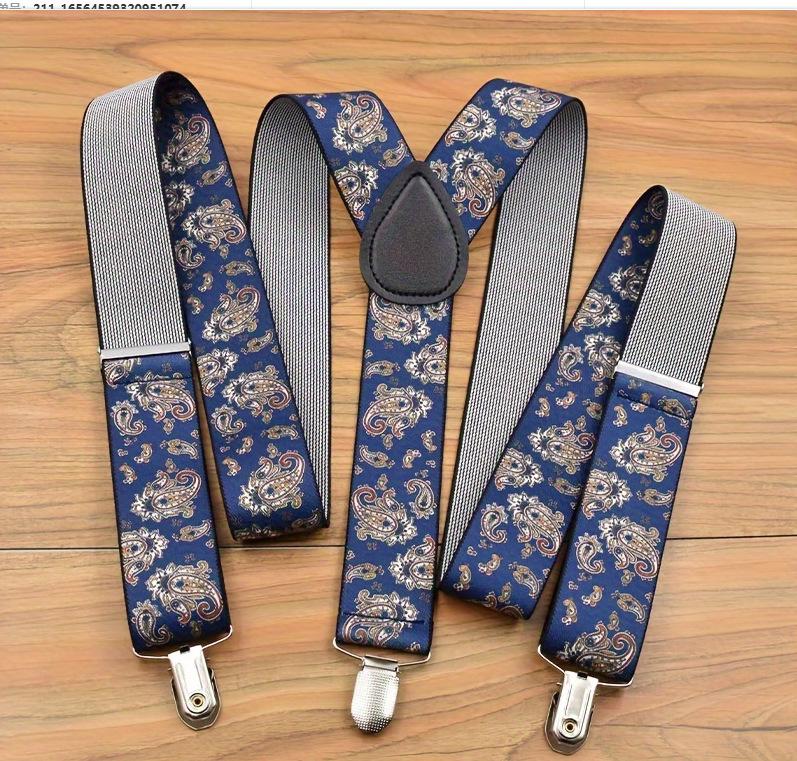 Adjustable Elastic Suspenders for Men & Women - Non-Slip Three-Clip Straps for Formal or Casual Wear