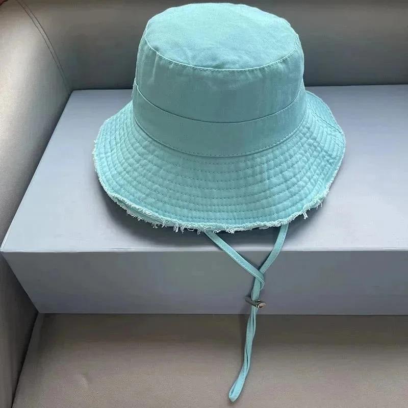 Fashion Fisherman Hats Foldable Bob Bucket Hat with Big Brim Sunscreen with Adjust Chin Rope Caps Beach Fishing Gorras Hat Women