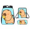 Ice Doughnut Cubes Capybara Cute Cartoon Pattern Backpack Three Piece Set