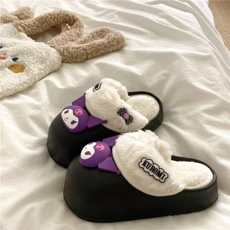 Cotton Slippers Female Winter Couple Home Half Pack Thick-soled Non-slip Warm Confinement Shoes Indoor Wool Slippers Removable