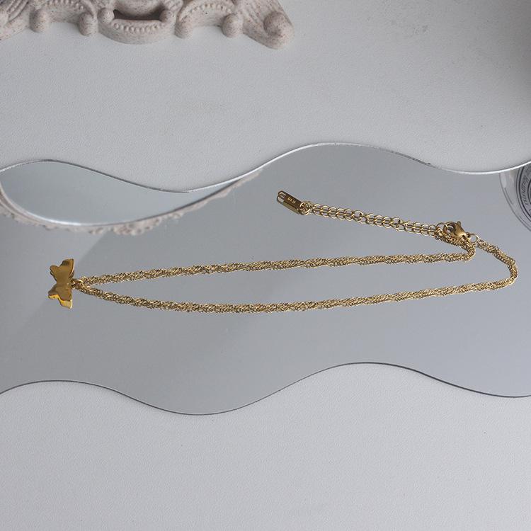 Butterfly Pendant Necklace, Gold-Plated Stainless Steel Clavicle Chain, Women s DIY Jewelry
