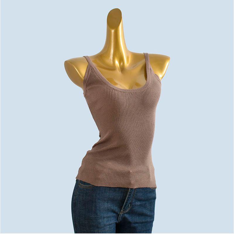 Export Single Summer New Arrival U Collar Knitting Camisole Women's Fashion All-Matching Simple Outdoor Inner Match Sleeveless Tops