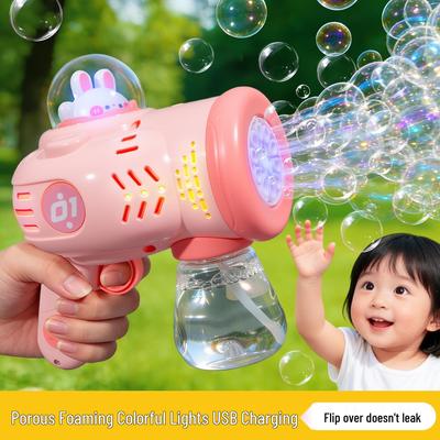 Electric 10-Hole Bubble Blower with Lights – Automatic Space Bubble Gun Toy for Girls