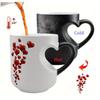 Heart-Shaped Color Changing Magic Ceramic Mug Funny Color Changing Coffee Cup Handle Surprise Filled Hot Beverage Romantic Gift