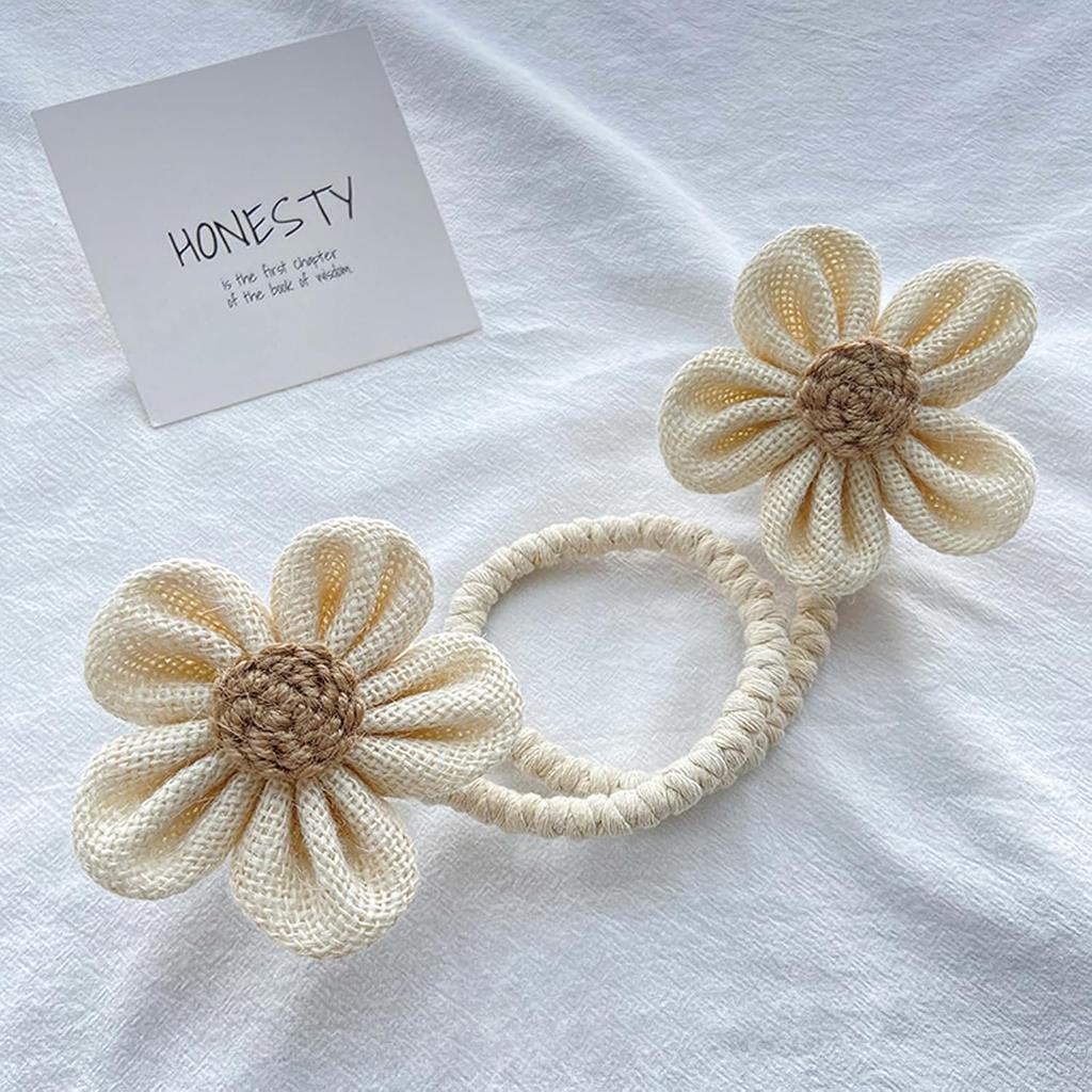 Curtain Tiebacks, Boho Decor Holdback Farmhouse TieBacks for Blackout/Sheer Curta, Cute Flower Curtain Ties Decorative Rope for Bedroom Window