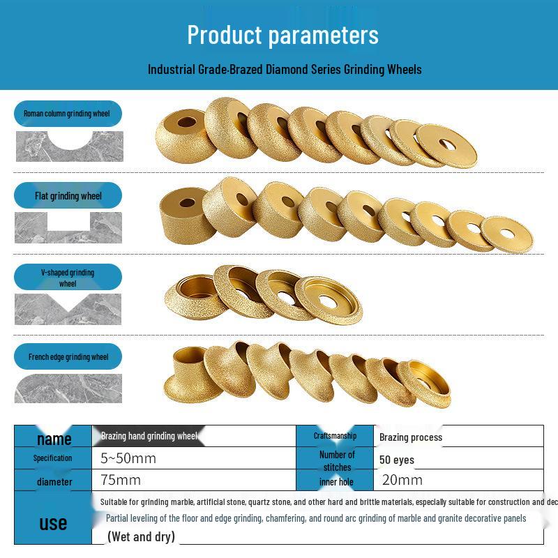 Stone Grinding Wheel for Marble & Granite: Chamfering, Grooving, Rounding, Arc Angle Grinder Head