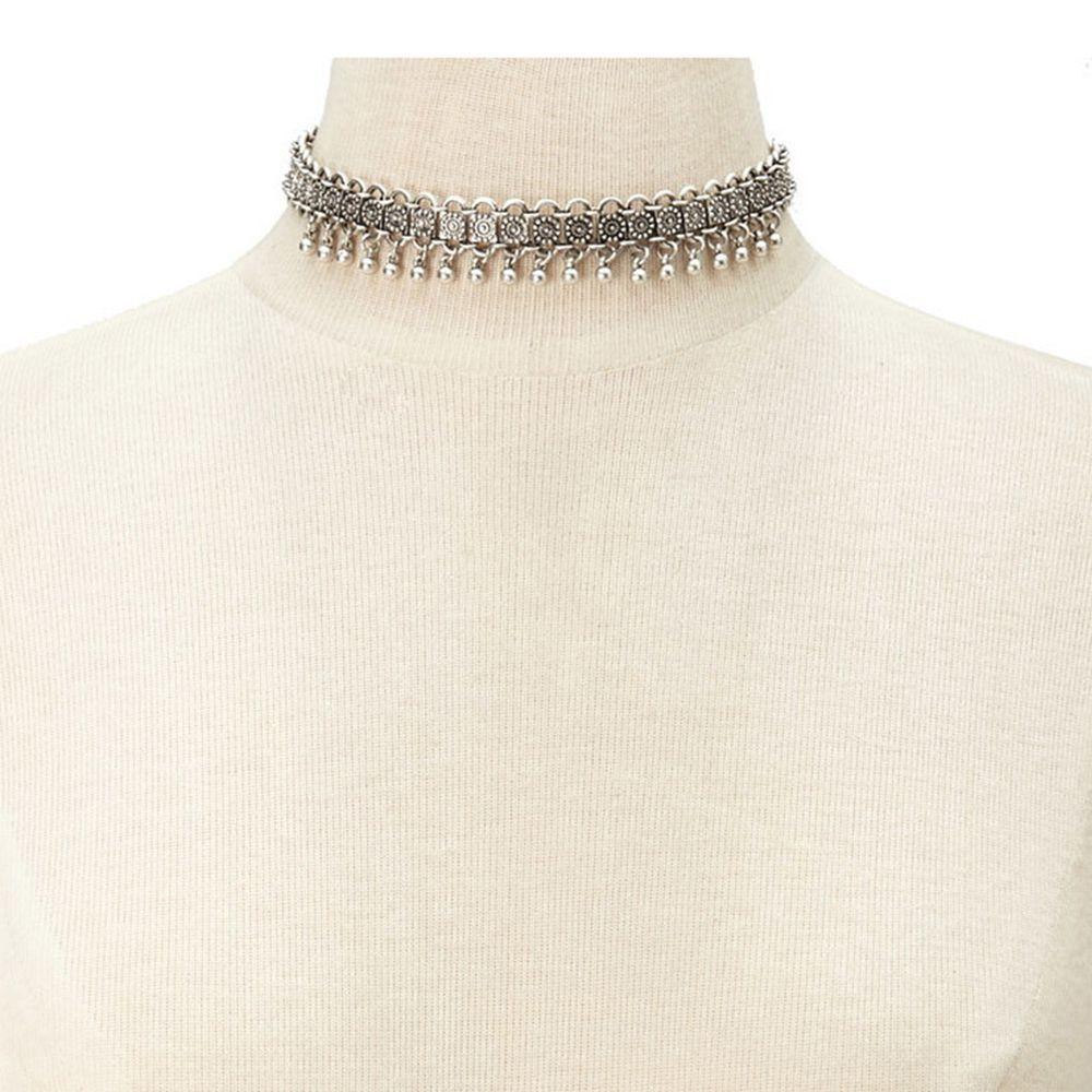 Hippy Chic Punk Statement Bib Women Charm Zinc Zinc Alloy Choker Jewelry Pendant Necklace Chain