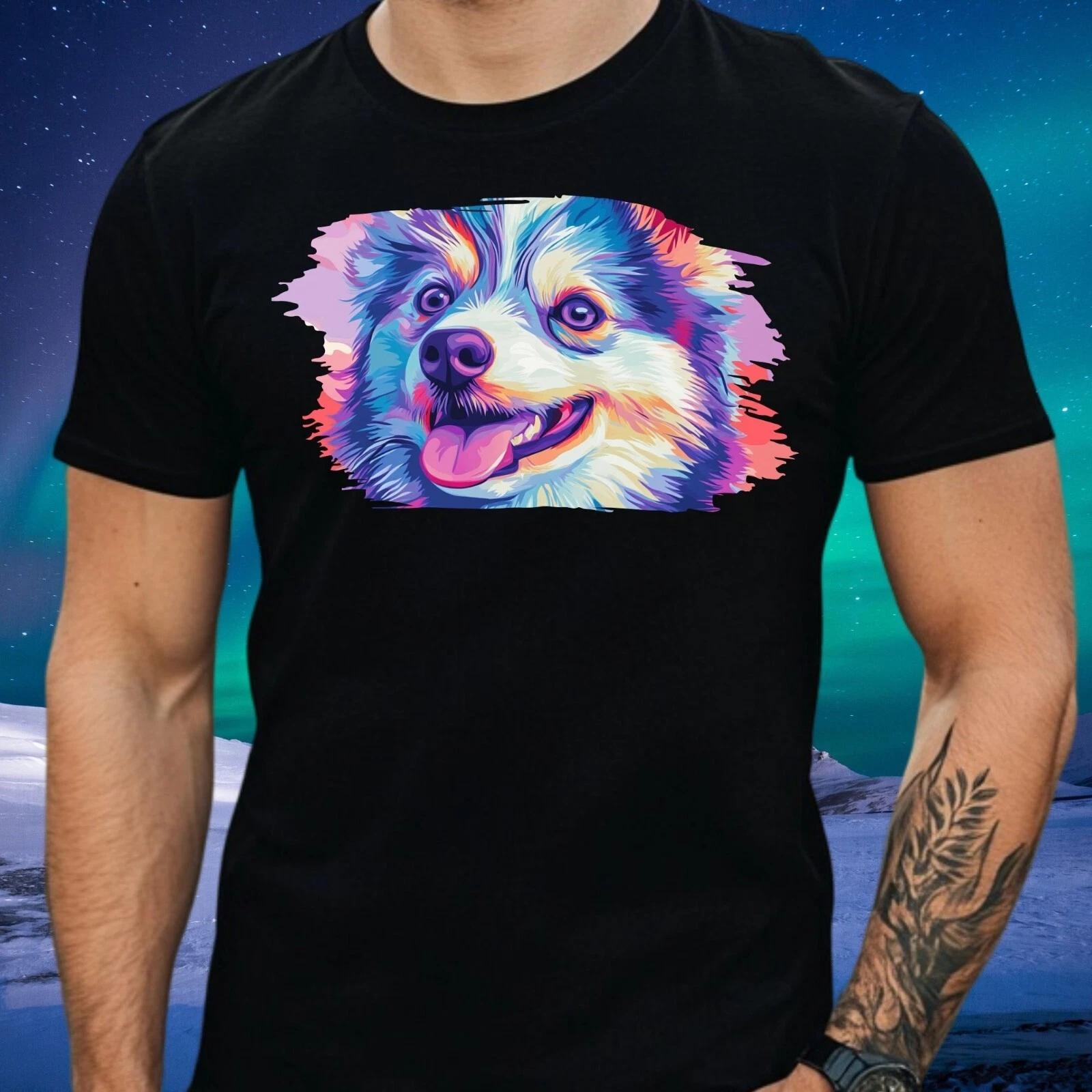 T-Shirt Herren Pomsky Hund Pop Art Motiv Baumwolle Größe S bis 5XL L
