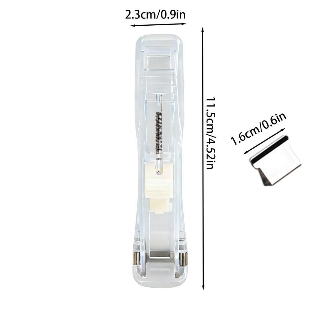 Travel Stapler School Push Binder Clamp Dispenser Reusable Binder Clip Stapler for Document Home School Office Travel Classroom прозрачный