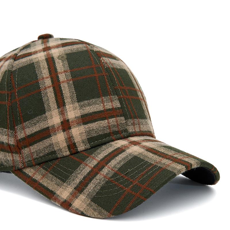 Vintage British Plaid Baseball Cap for Unisex Autumn Winter Outdoor Warm Cap