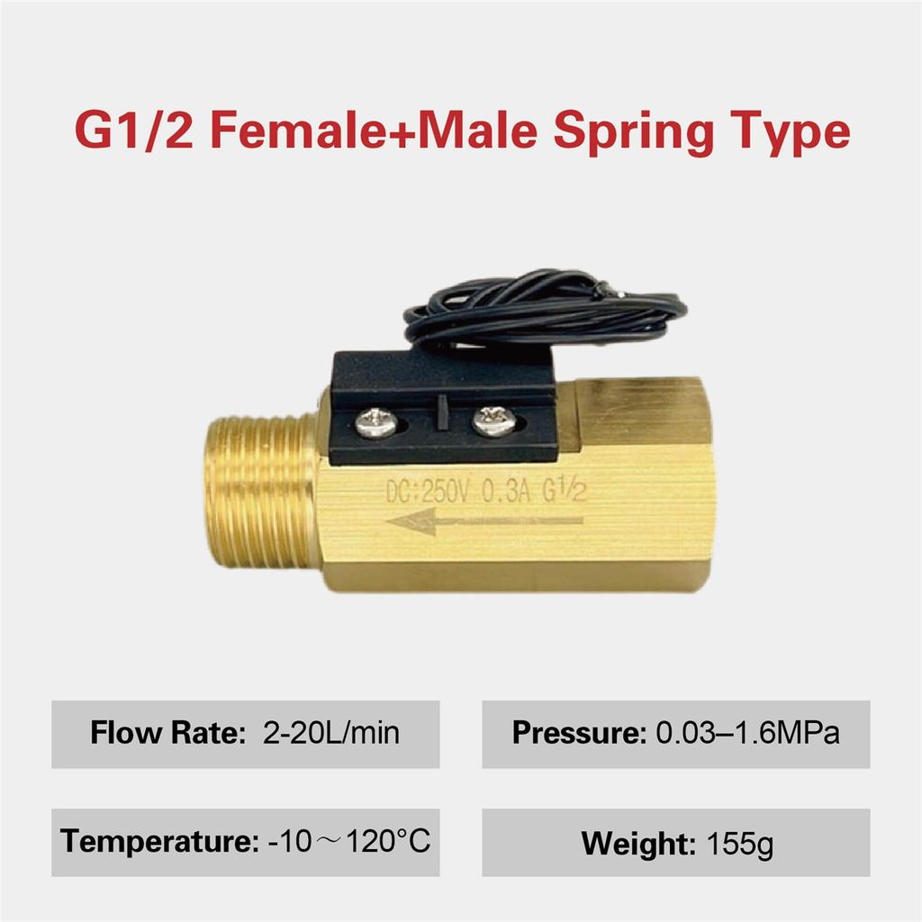 Brass Flow Switch Flow Meter Flowmeter 1.5‑3L/min G1/4 G1/2 Low Flow Water Normally Open Magnetic Spring Sensor Industrial