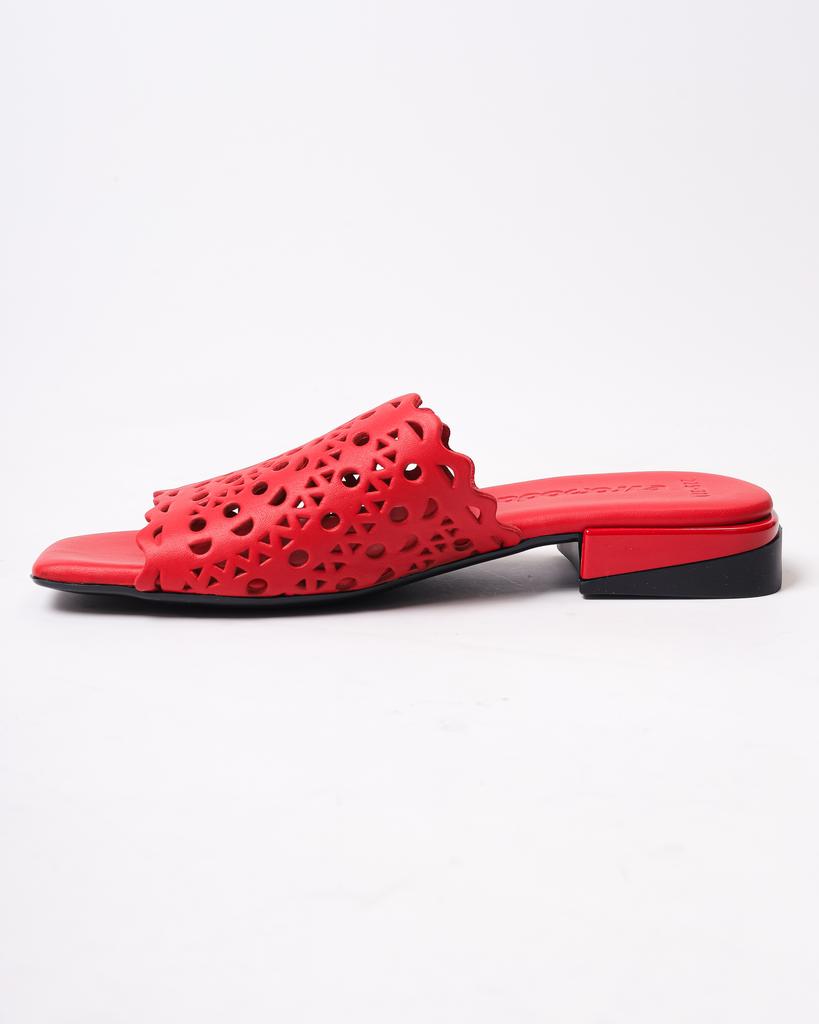 Evromoda 218225 36 Red Leather Perforated Open Slippers