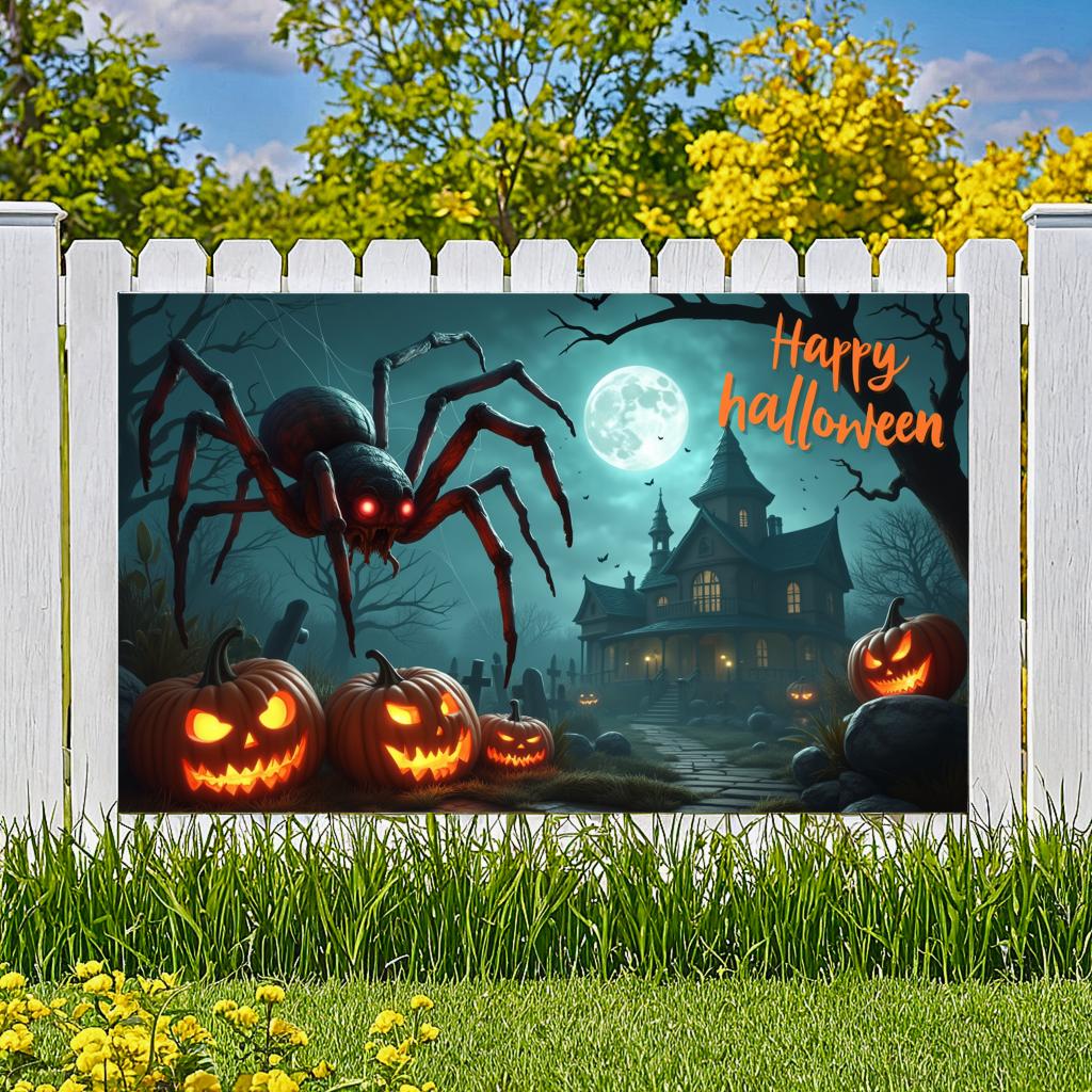 Halloween Banner Haunted Effect Halloween Party Banner Pumpkin Backdrop Pumpkin Illustration Night Theme Banner For Haunted