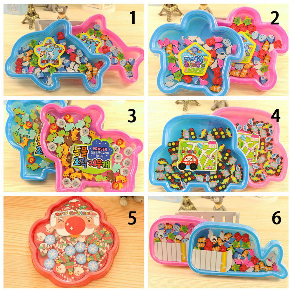 Color Random Novelty Student Supplies New Christmas Style Animal Cartoon Shape Rubber Pencil Eraser