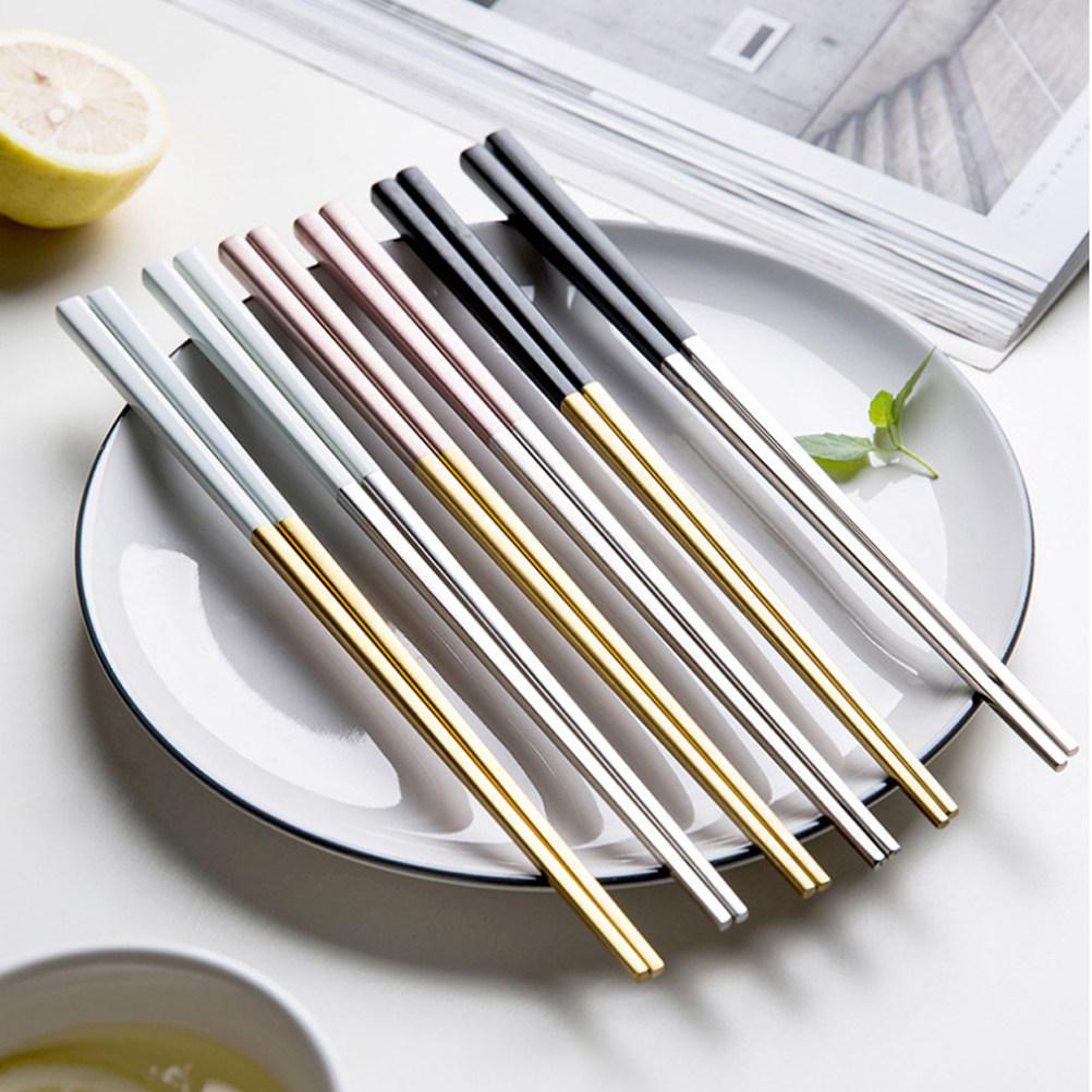 Stainless Steel Chopsticks 23Cm Brushed Finish Square Anti-Slip Reusable for Sushi Noodles Rice Family Dinner Party