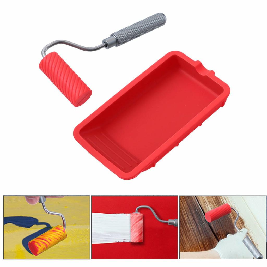 Glue Tray Brush Set Silicone Container with Roller Reusable Paint Tray Woodworking Adhesive Applicator