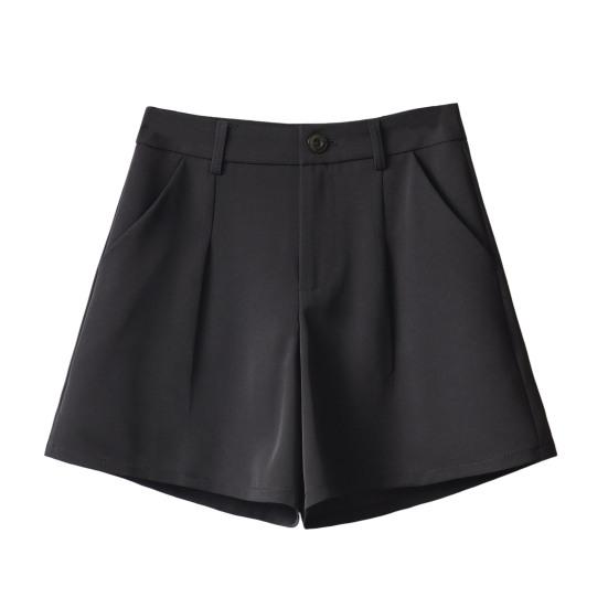 

Шорты А-силуэта Свободные карманы с высокой талией Сплошной цвет Застежка-молния на пуговицах Формальная ПР Работа M чёрный
