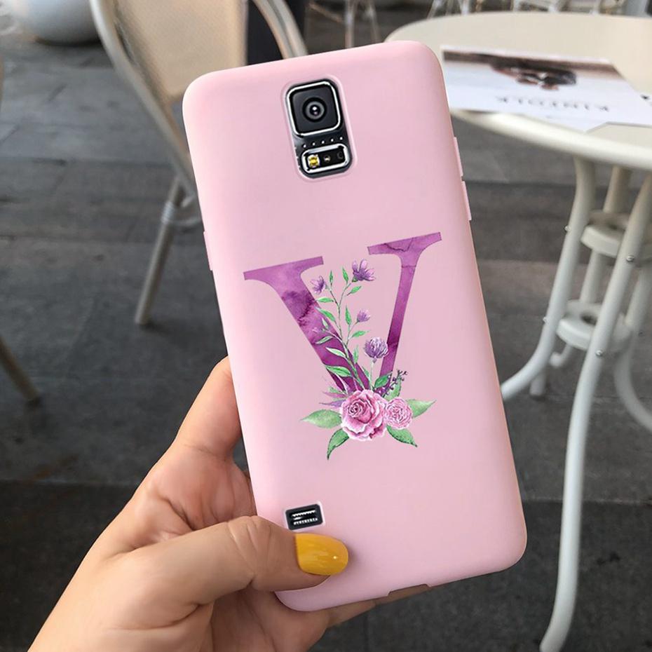 For Samsung Galaxy S5 I9600 Phone Case Flower Initial Alphabet Case For Samsung S5 Neo S 5 G900 G903F SM-G900F Soft Silicon Case
