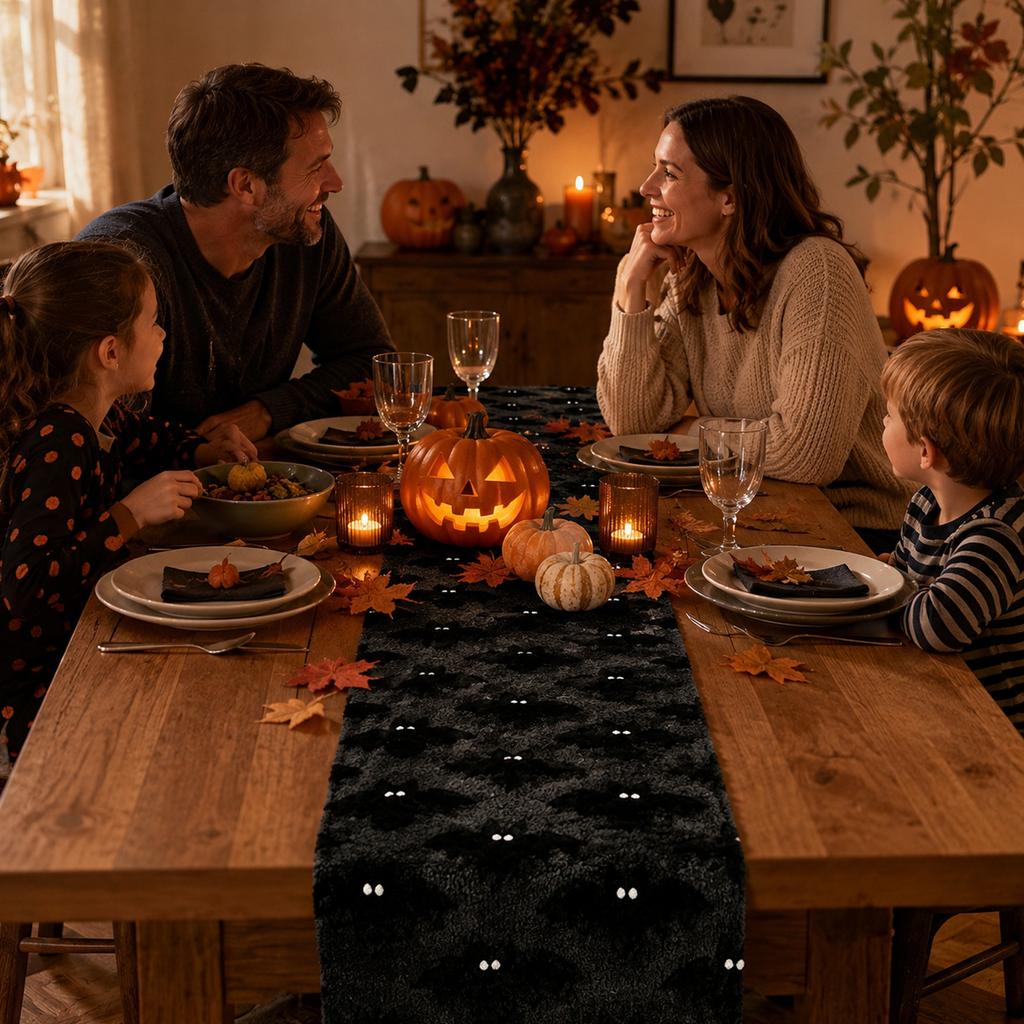 Table Runner with Halloween Printed Pattern for Dining Table Decoration