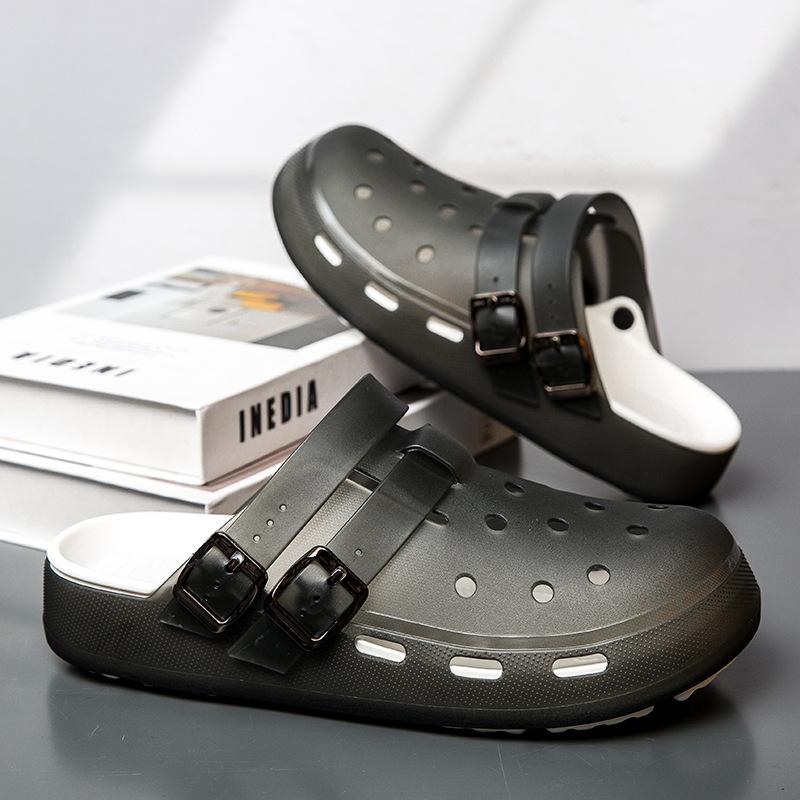 

Новые EV кроксы уличные мужские и женские летние на толстой подошве легкие износостойкие нескользящие пляжные туфли 40