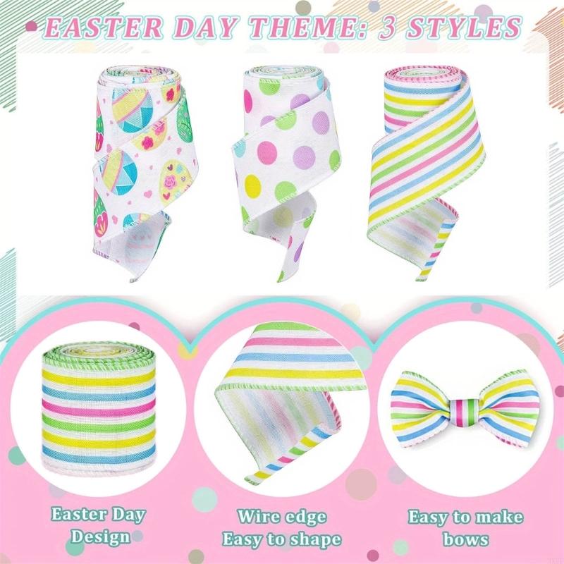 Colorful Polyester Ribbon for Easters Decoration and Creative Craft Project Gift Packaging Supplies Sewing Accessories