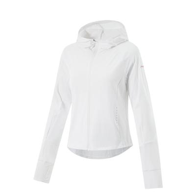 Li Ning Comfortable Solid Color Simple Versatile Hooded Zipper Slim Fit Breathable Sports Jacket Women Jackets Standard-White AFDU974-3
