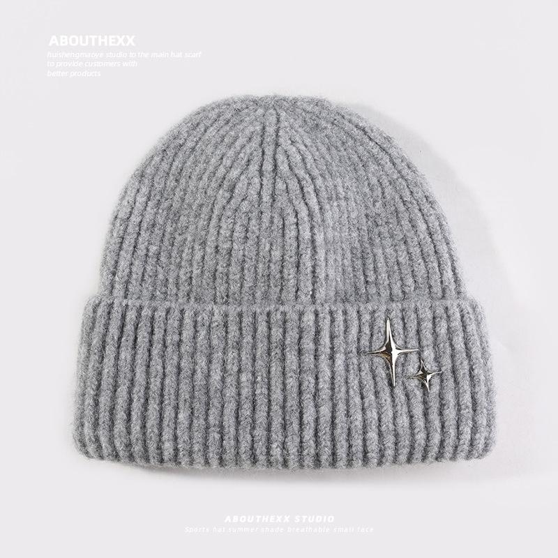 Autumn and Winter Wool Hat for Women Small and Small Stars Versatile Pullover Hat  Warm Knitted Hat  Face  Small Ear Protection  Cold Hat for Men