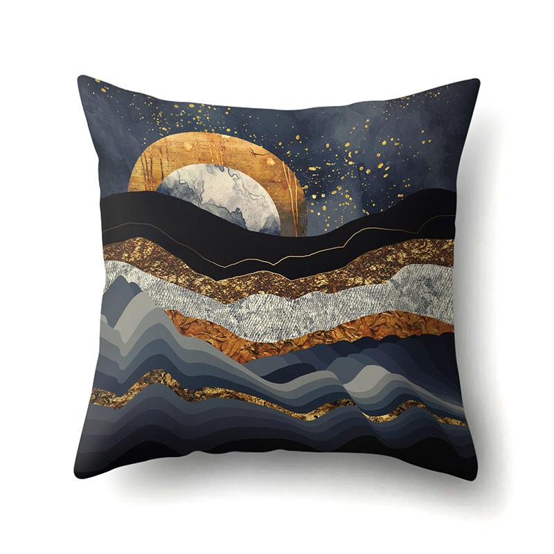 Polyester Pillow Cover Mountain Print Pillow Cover Waist Cushion Cover Car Cushion Head Cushion Cover Premium Durable
