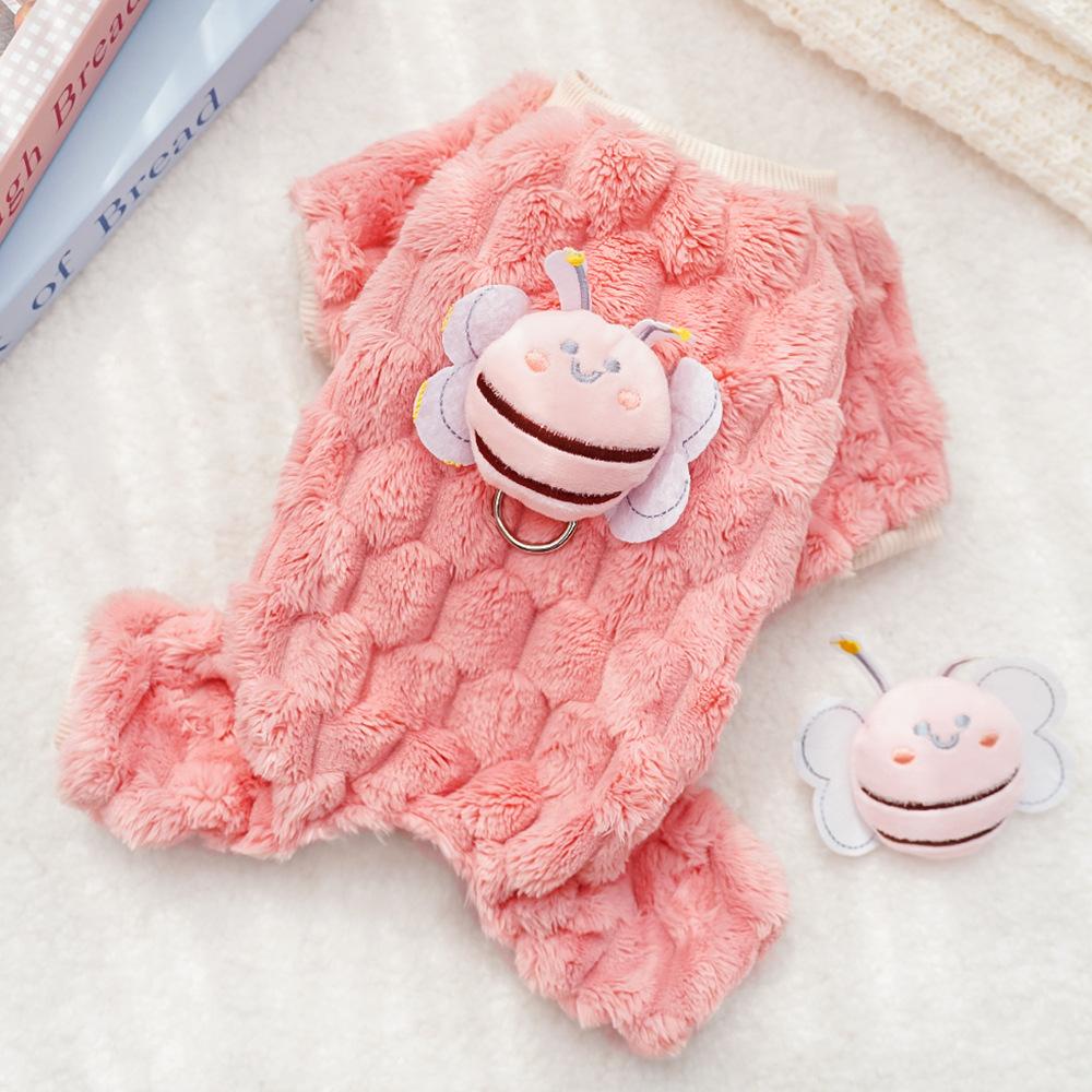 New Four-legged Plush Bee Can Lead Pets, Dogs, Cats, Clothing Supplies, Autumn and Winter Warm Thickened Teddy