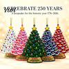 Christmas Tree Pendant 5 Pcs 2D Flat 250 Anniversary USA Ornament, Year Santa Hanging Decorations of America 1776-2026 Acrylic Patriotic Decoration