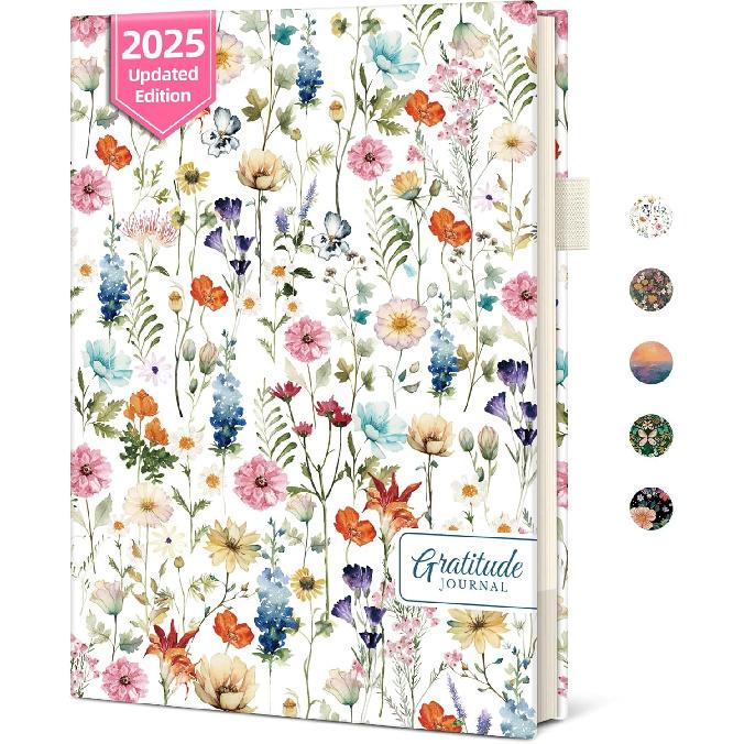 Gratitude Journal for Women – Undated Daily Mindfulness & Manifestation Journal with Prompts for Cultivate Affirmations, Positivity, Self-Care & a-Wildflowers