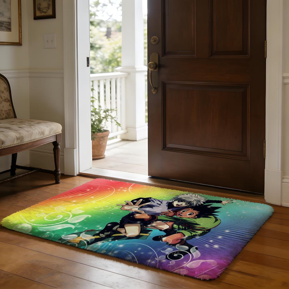 Floor Mat Soft Flannel Rug Non-Slip Absorbent Mat for Bathroom Bedroom Home Decor P-P-Peaceminusones Design Anime