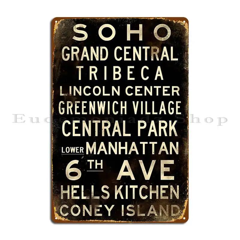 

New York Soho V1 Distressed Subway Sign Art Metal Plaque Poster Party Printing Vintage Print Create Tin Sign Poster 20x30cm