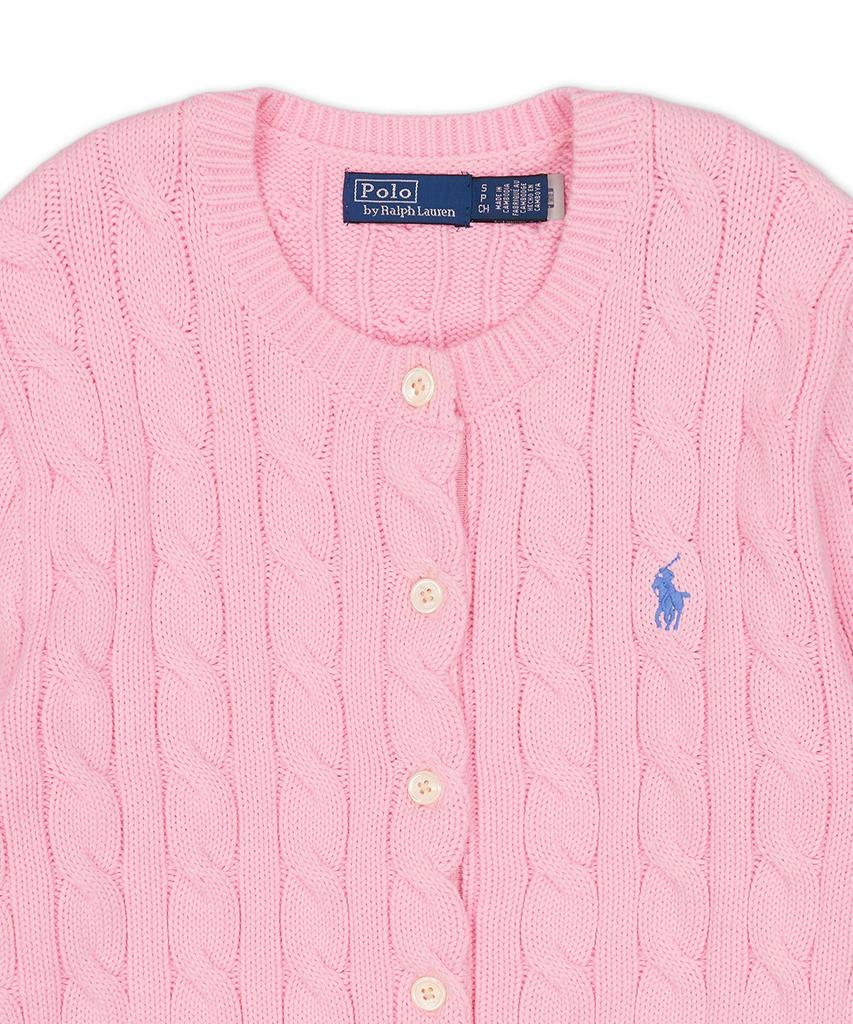 Polo Ralph Lauren Cable Knit Cotton Crew Neck Cardigan - Pink