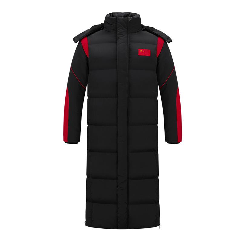 Chinese National Sports Coat: Long Over-the-Knee Down Cotton Jacket for Winter Training 4XL чёрный