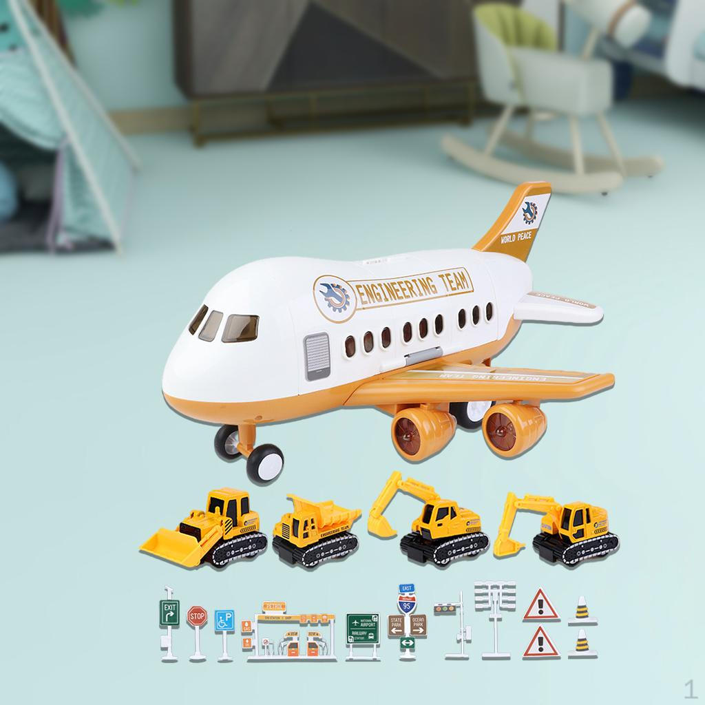 

Plastic Helicopte Model Toys w/ Including Vehicles & Road Signs for Kids Boys Girls Age 4+ Flying Yellow C