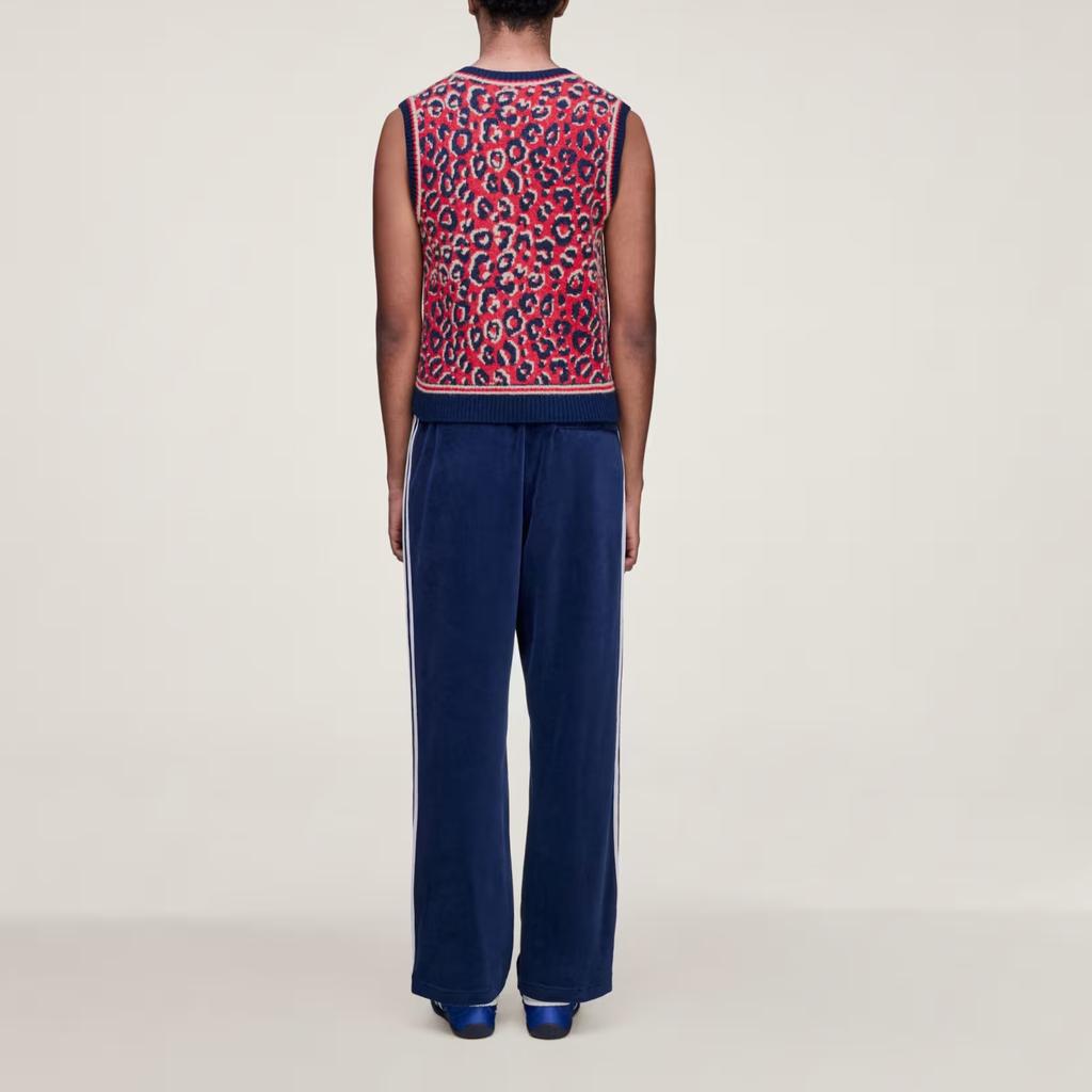 adidas X Wales Bonner Animal Print V-Neck Knit Sports Sleeveless Vest Men Tops KD0335