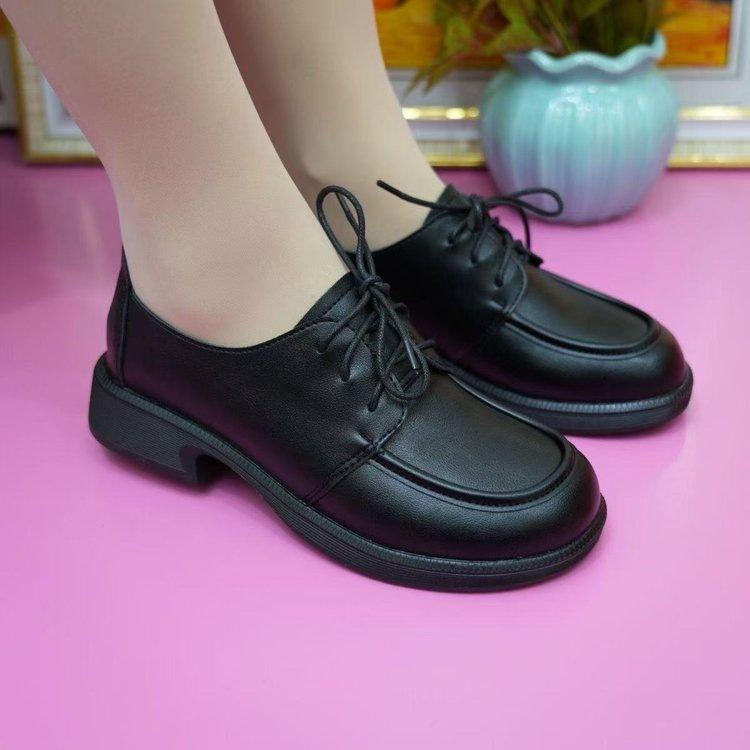 

Женские туфли-лодочки на толстом ремешке, новая модная универсальная модель, осенний темперамент, ретро, удобные маленькие кожаные туфли 40 чёрный