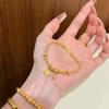 Gold Plated Four-Leaf Clover Water Drop Bracelet – Women's Luxury Beaded Bracelet with Long-Lasting Color Retention
