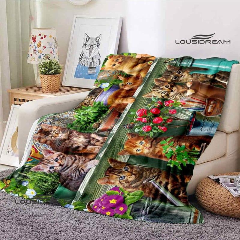 3D-Decke mit Katzendruck, modisch, hält die Decke warm. Flache Zutaten, weich und bequem, Heimreisebettdecke, Geburtstagsgeschenk