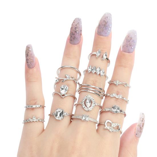 15Pcs/Set Women Bohemian Rhinestone Stackable Finger Rings Jewelry Gift for Daily Wear