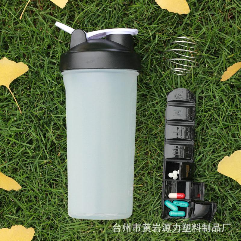 

Спортивная чашка для смешивания, 600 мл, шейкер с ручкой, спортивный фитнес, 7 дней, 7 дней, аптечка, шейкер 600ml чёрный