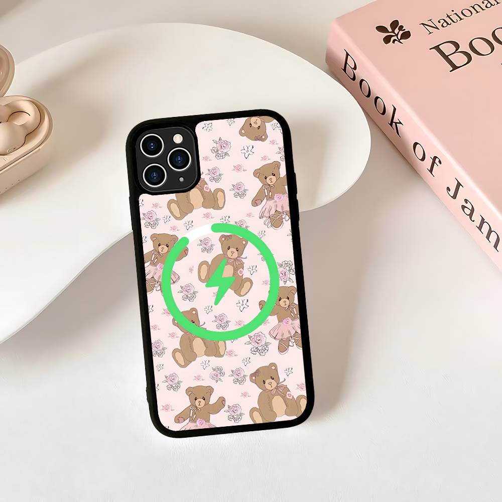 Wildflower Safari Babies Bear For Magsafe Phone Case For IPhone 17 Air 16 15 14 13 12 11 Pro Max Plus Shockproof Cover